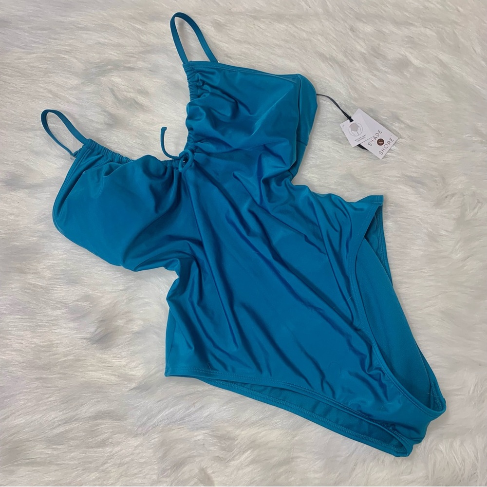 Shade & Shore Plunge Ruched One Piece Swimsuit - Picture 1 of 13